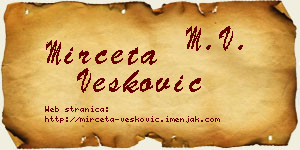 Mirčeta Vesković vizit kartica